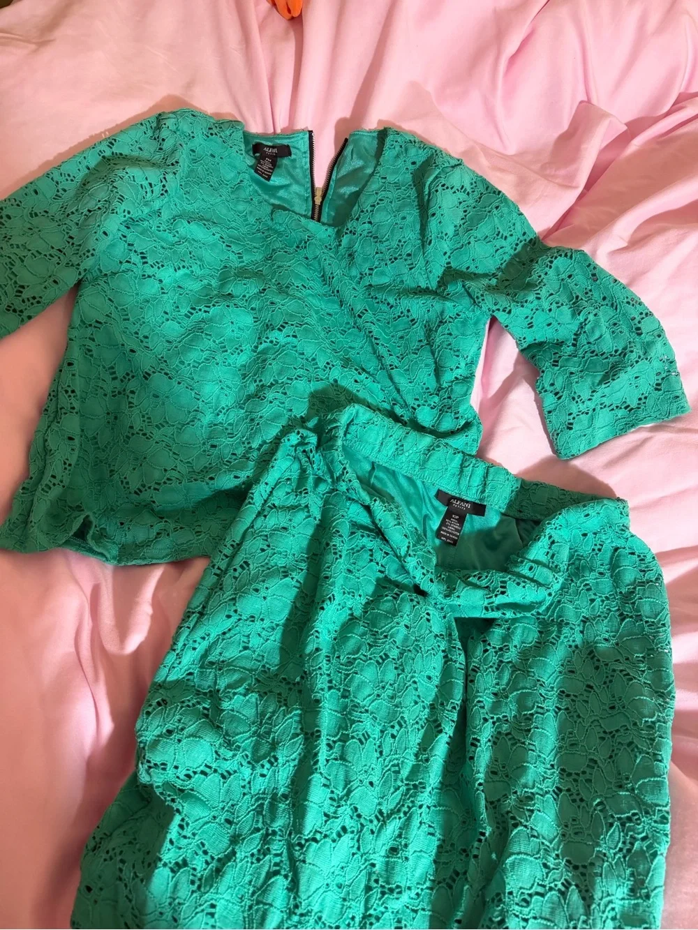 Alfani Teal Lace Two-Piece Set